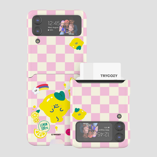 [TryCozy]트라이코지 후르츠 프렌즈 패턴 갤럭시Z플립3/Z플립4 카드 3D곡면하드케이스